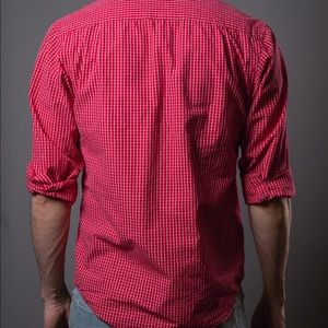 Men’s S Long Sleeved Reed and White Plaid Shirt